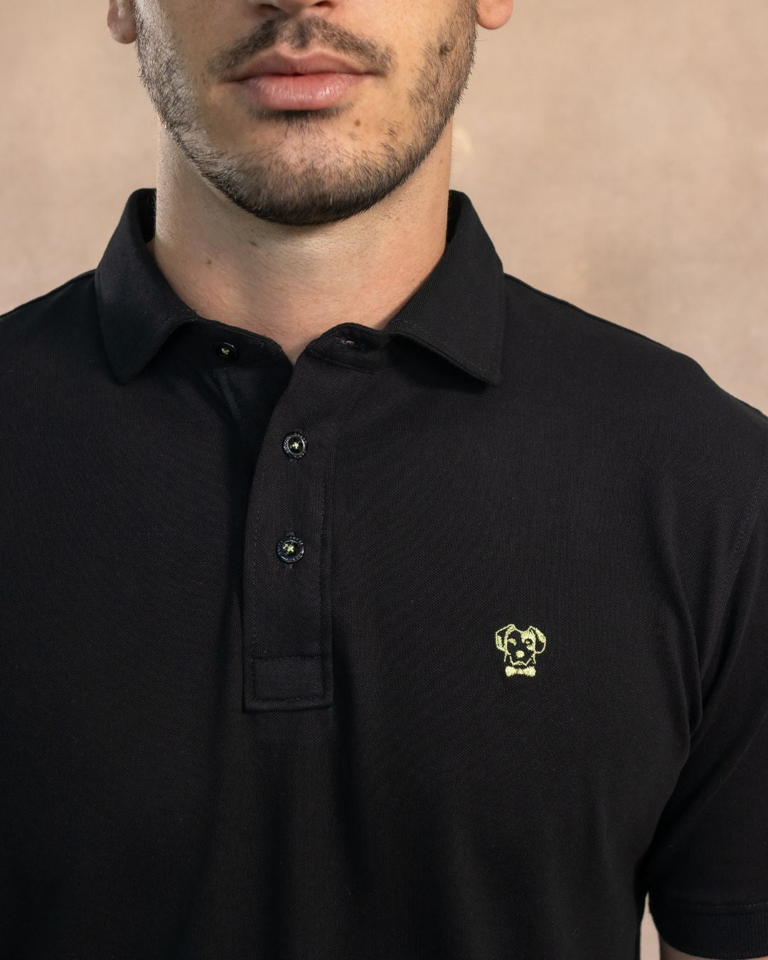 Stain-Resistant Polo with Rigid Collar, Black