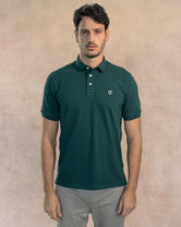 Emerald Green Stain-Resistant Polo with Rigid Collar