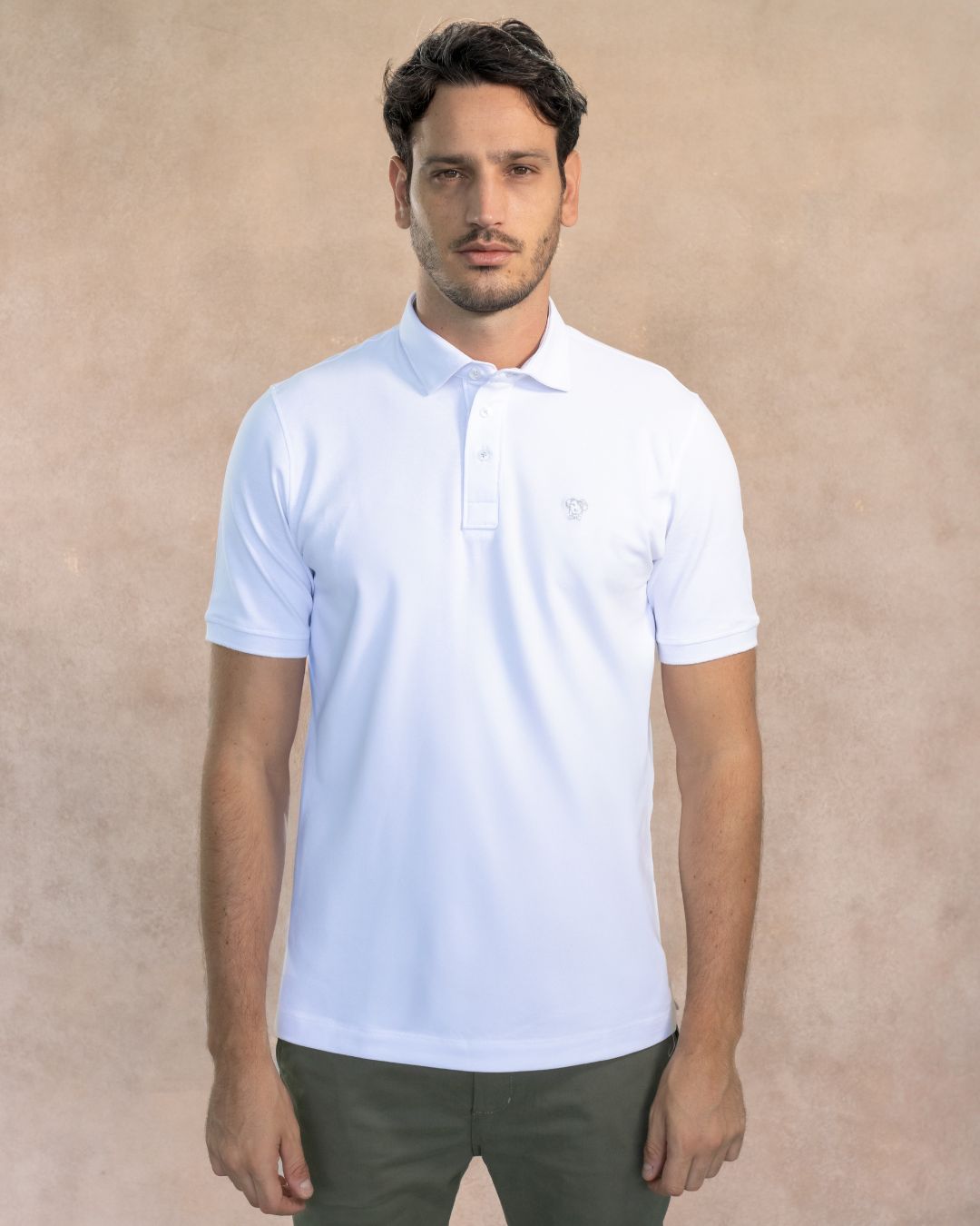 Stain-Resistant Polo with Rigid Collar White