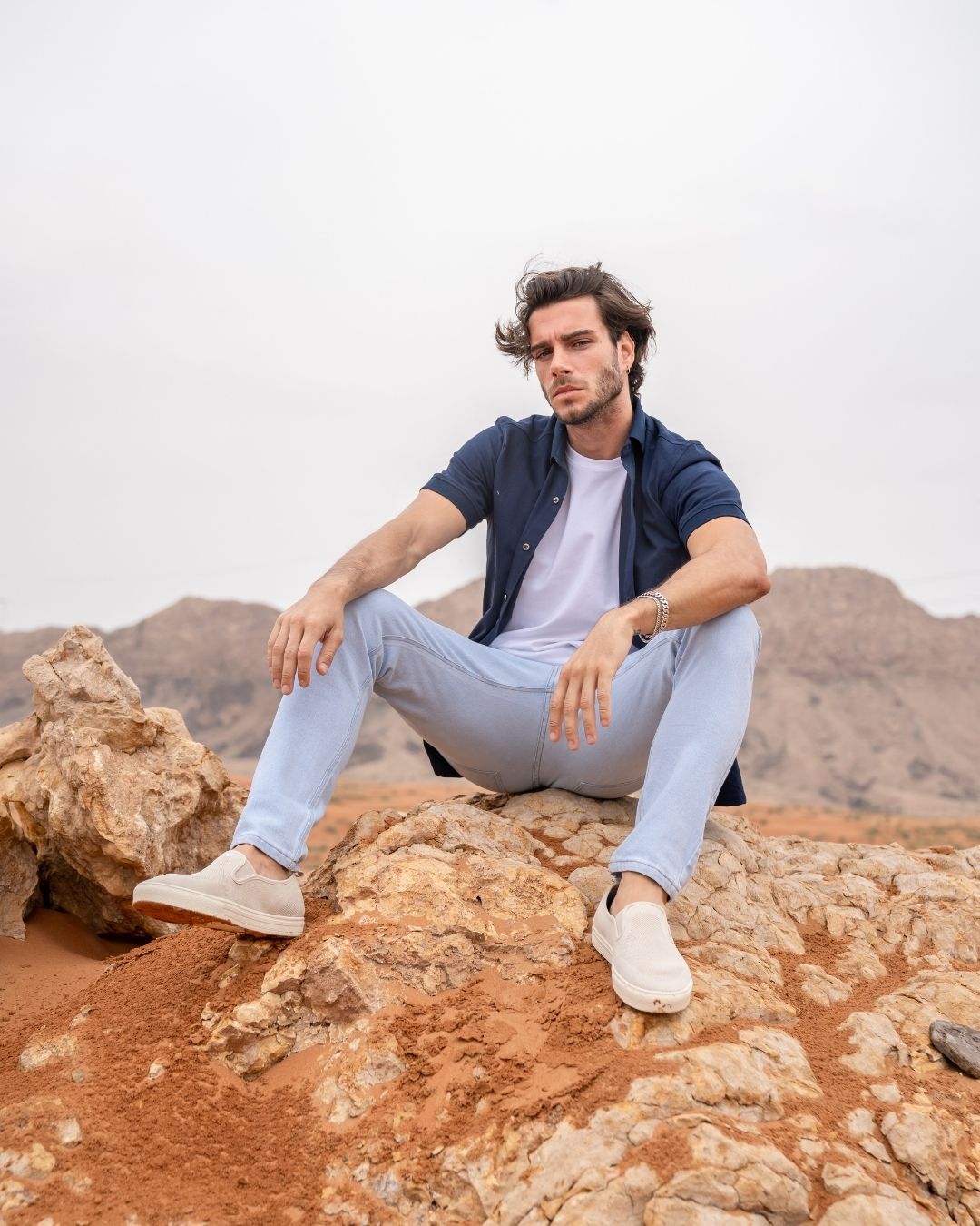 Piqué Blue Stain Resistant Shirt