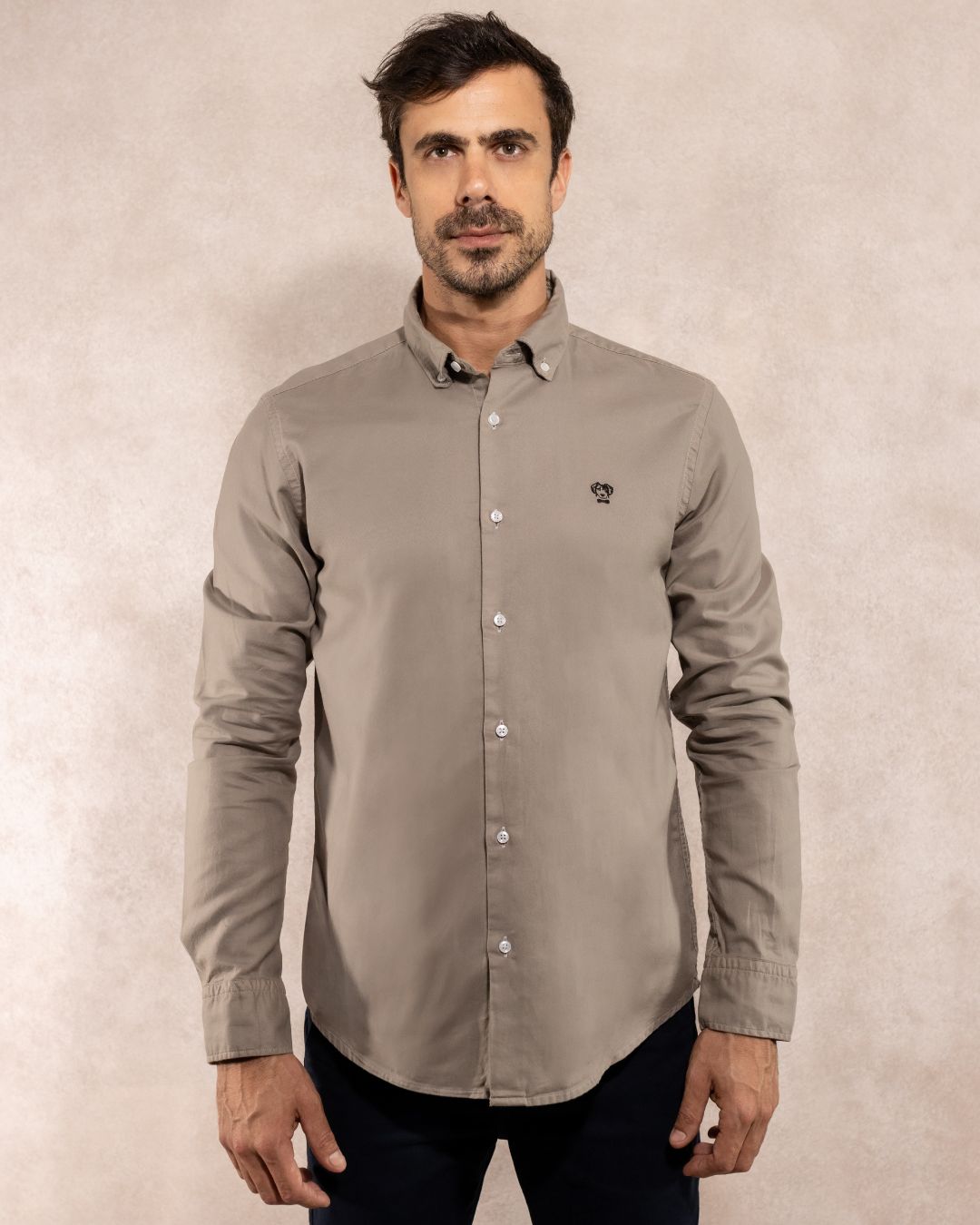 Gray Oxford Stain Resistant Shirt Regular Fit