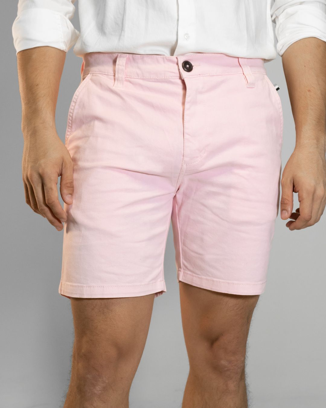 Baby Pink Stretchy Shorts - Slim Fit