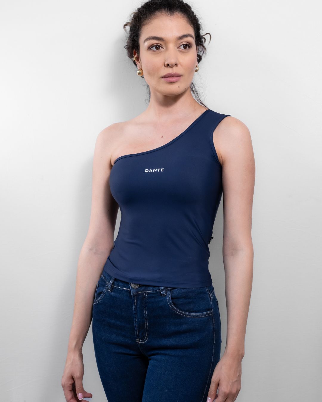 Blue Stain Resistant Top One Shoulder - Slim Fit