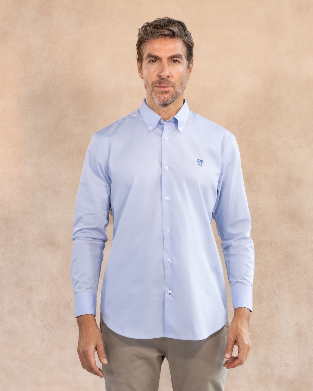 Light Blue Stain-Resistant Poplin Shirt - Regular Fit