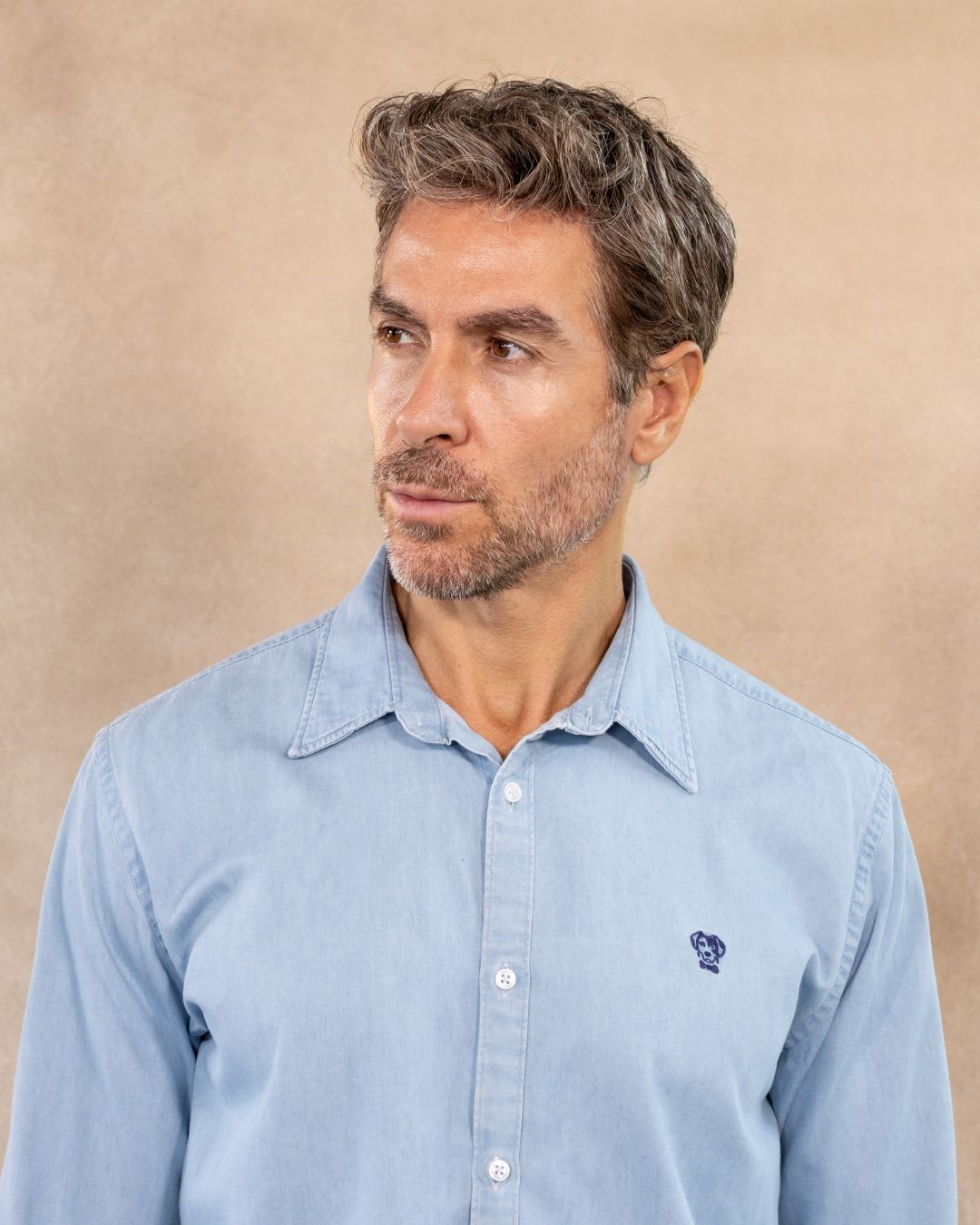 Sky Blue Stain-Resistant Denim Shirt