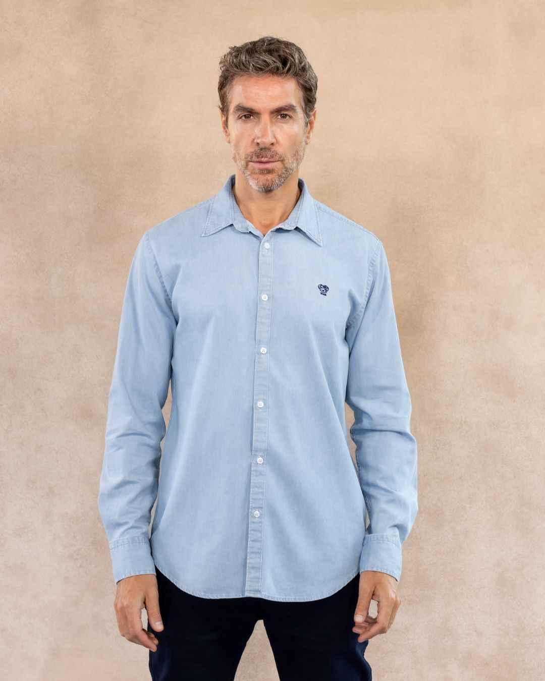 Sky Blue Stain-Resistant Denim Shirt