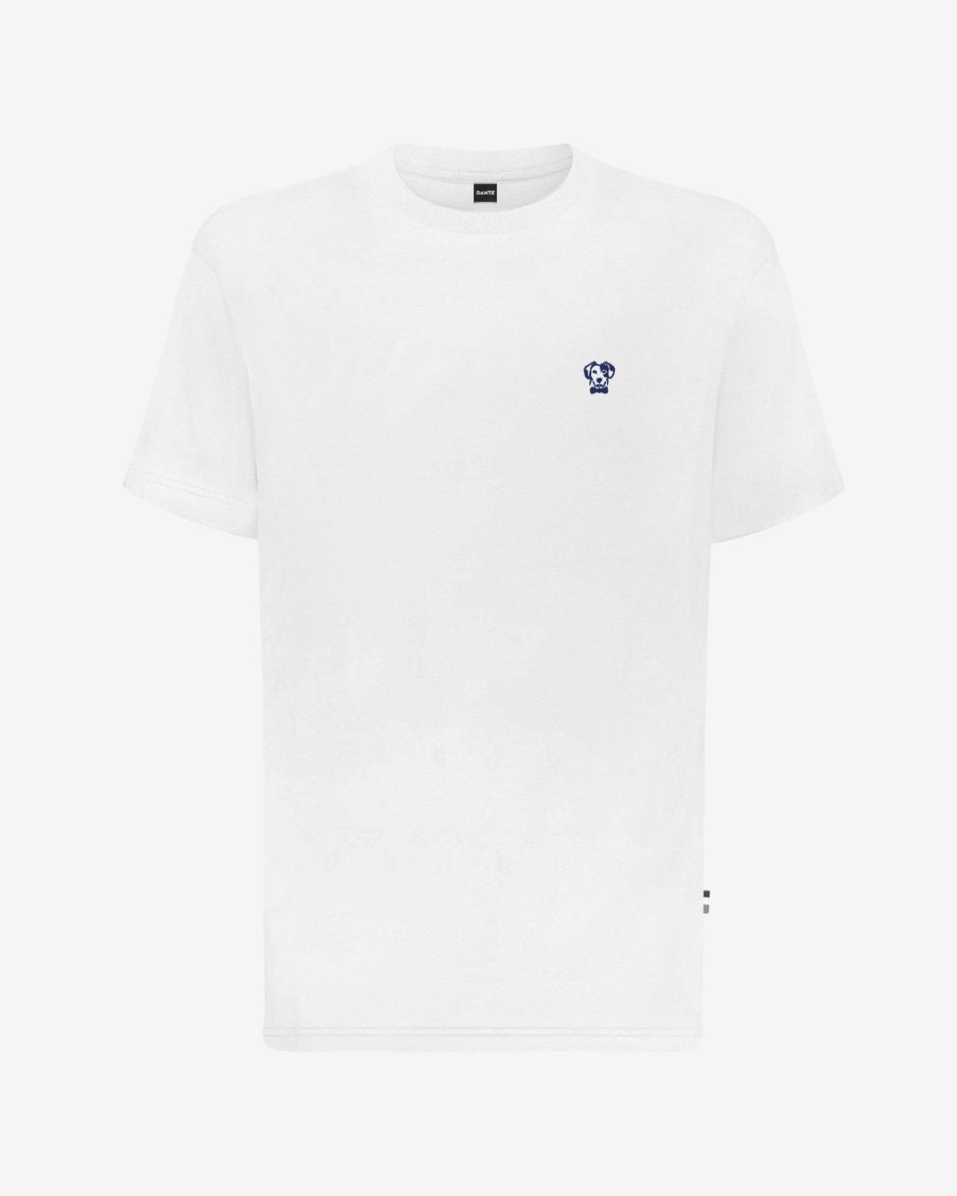 White Stain-Resistant T-Shirt with Dark Blue Logo - Regular Fit