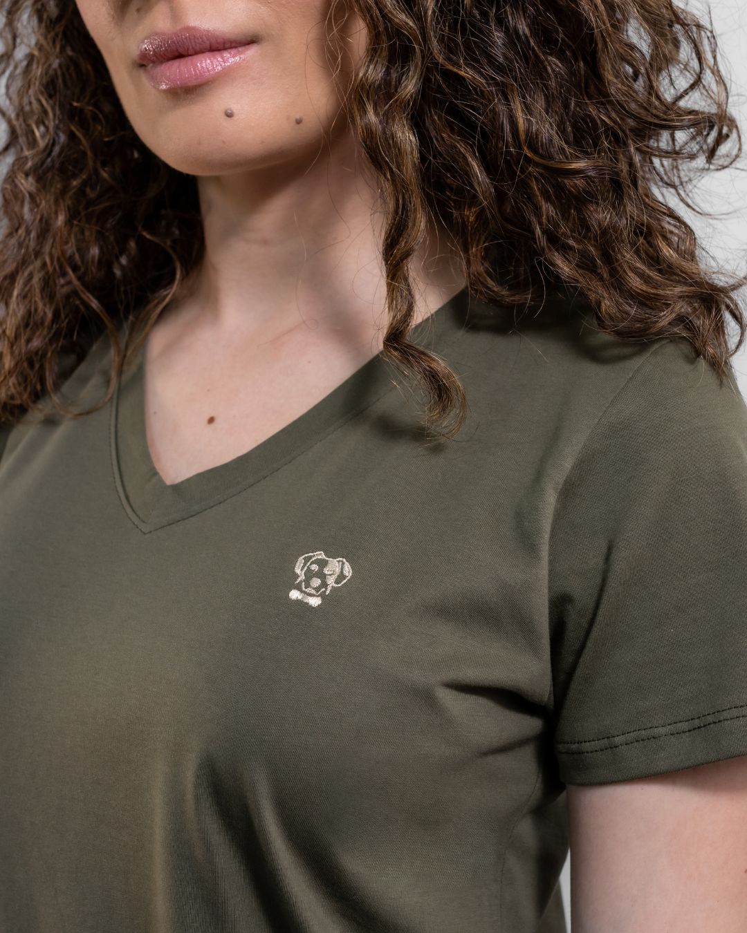 Military Green V-Collar Stain Resistant T-shirt
