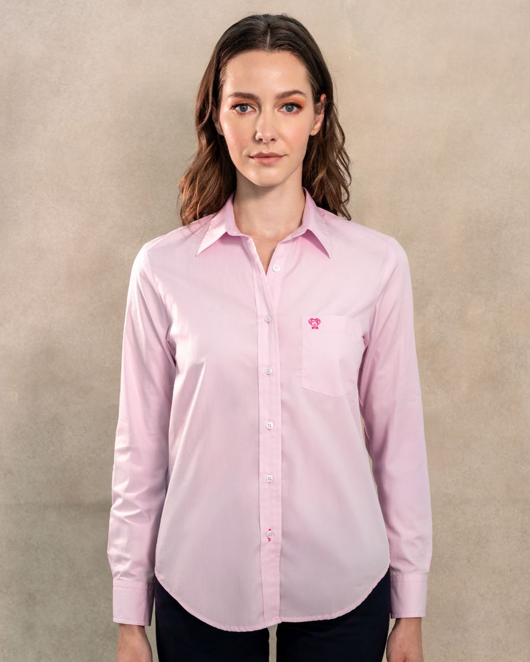 Women's Stain-Resistant Shirt Light Pink with Pink Logo Pocket