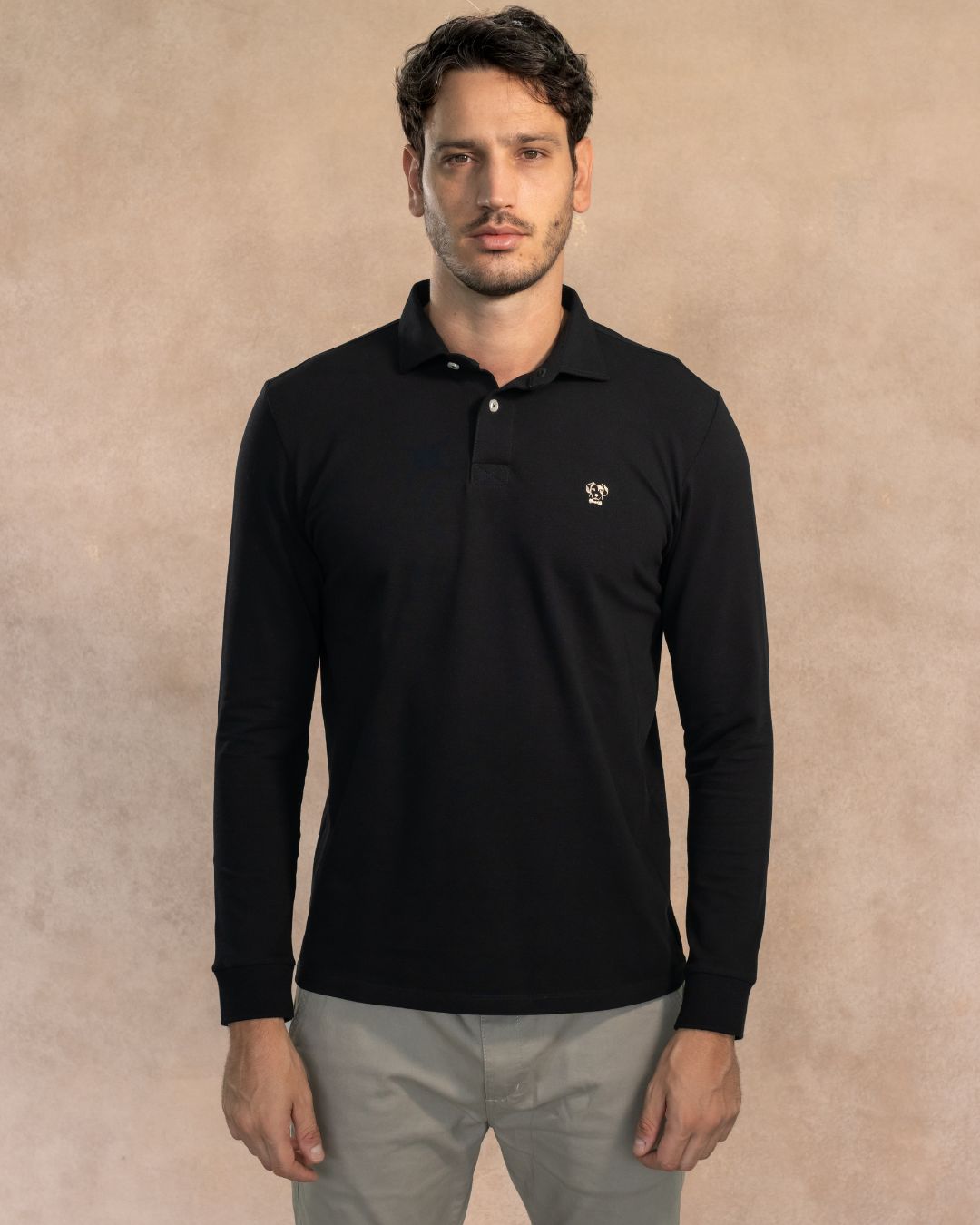 Stain-Resistant Long Sleeve Polo Black