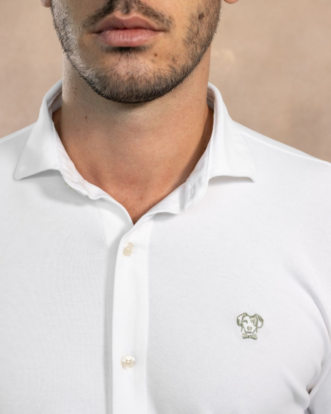 Ivory Stain-Resistant Piqué Shirt