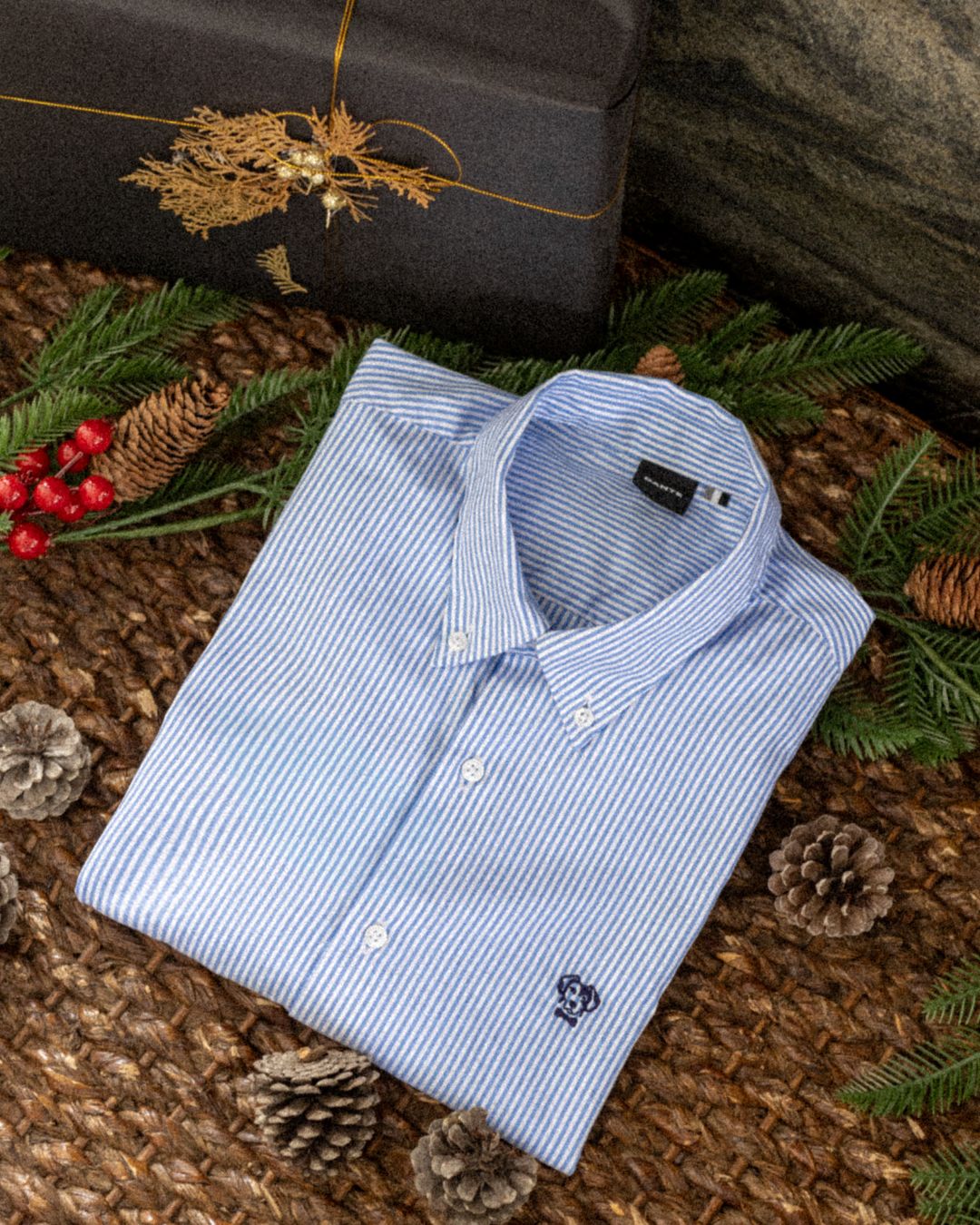 Stain-Resistant Oxford Shirt Yale Blue Stripes