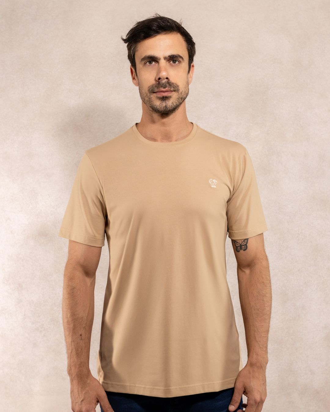 Beige Stain Resistant T-shirt Regular Fit