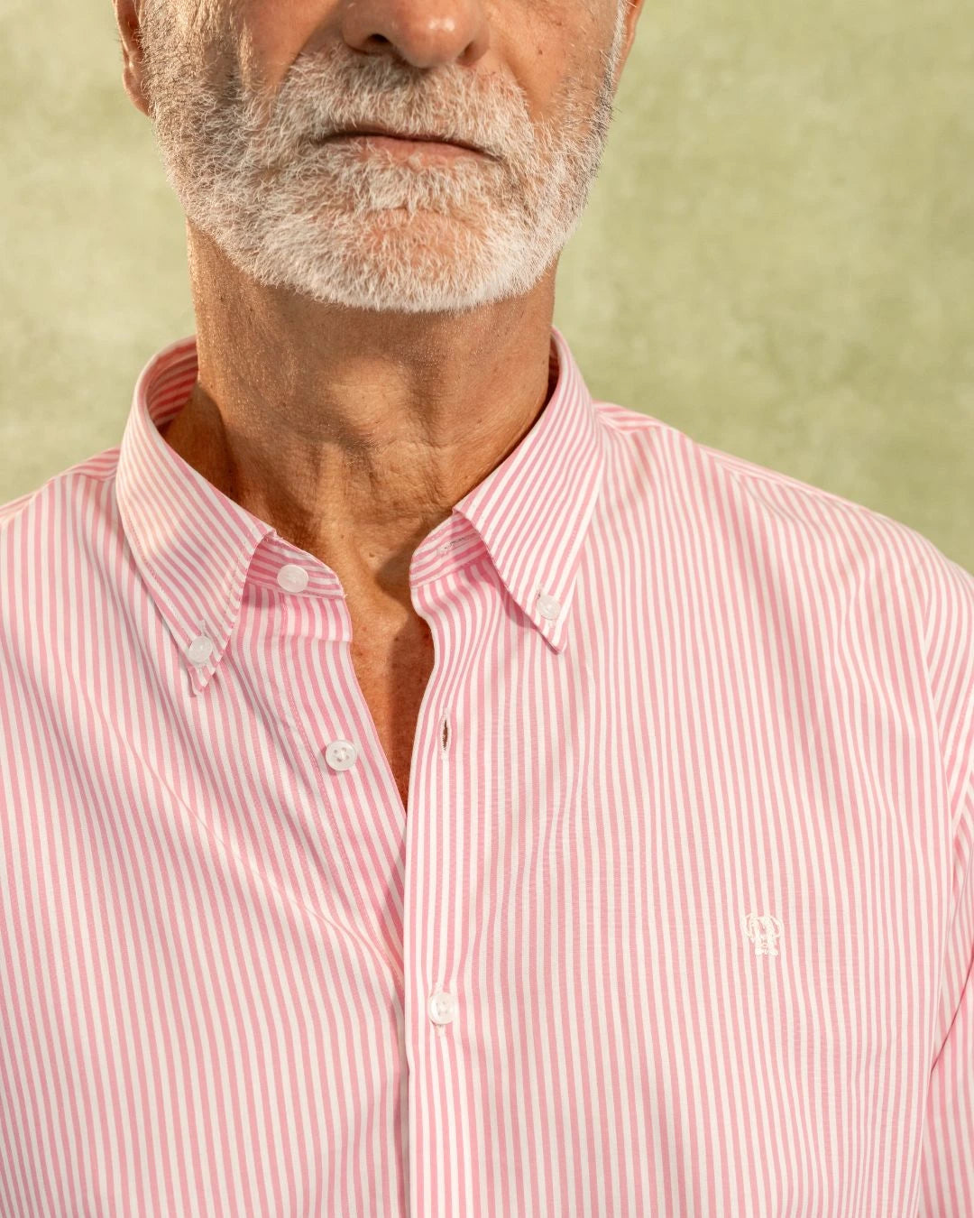 camisa antimanchas popelina rayas rosadas tela algodón popelina rayas color verde claro pagar hombre tallaje regular marca DANTE foto logo