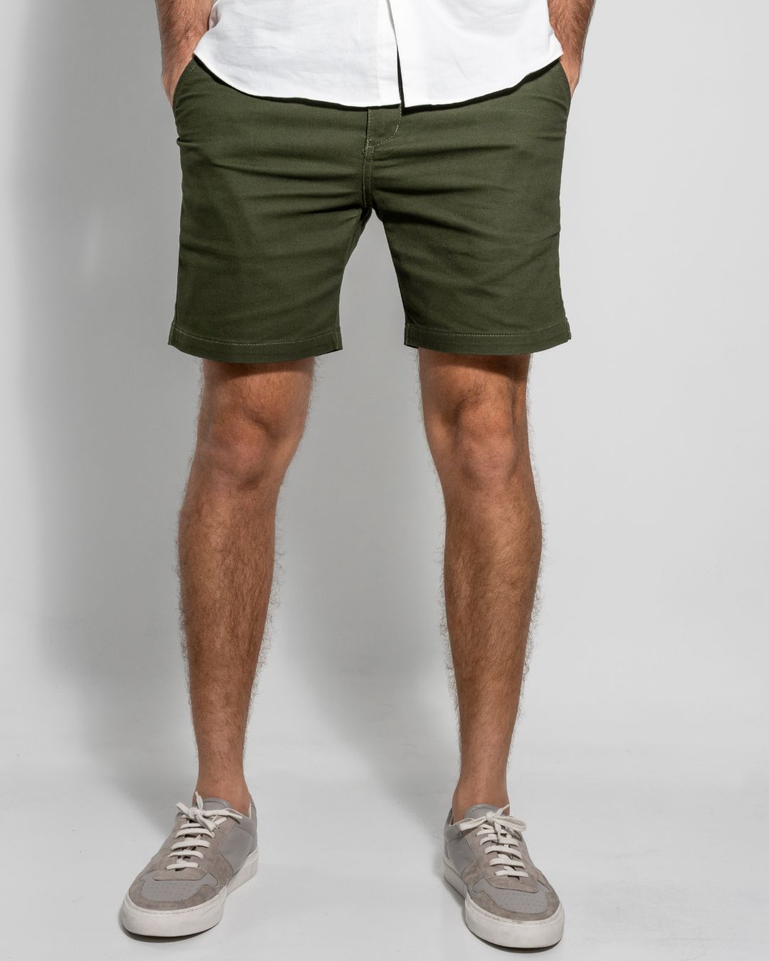 Milirary Green Stretchy Shorts Slim - Fit