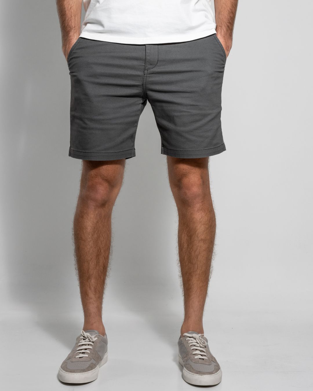 Gray Stretch Shorts - Slim Fit
