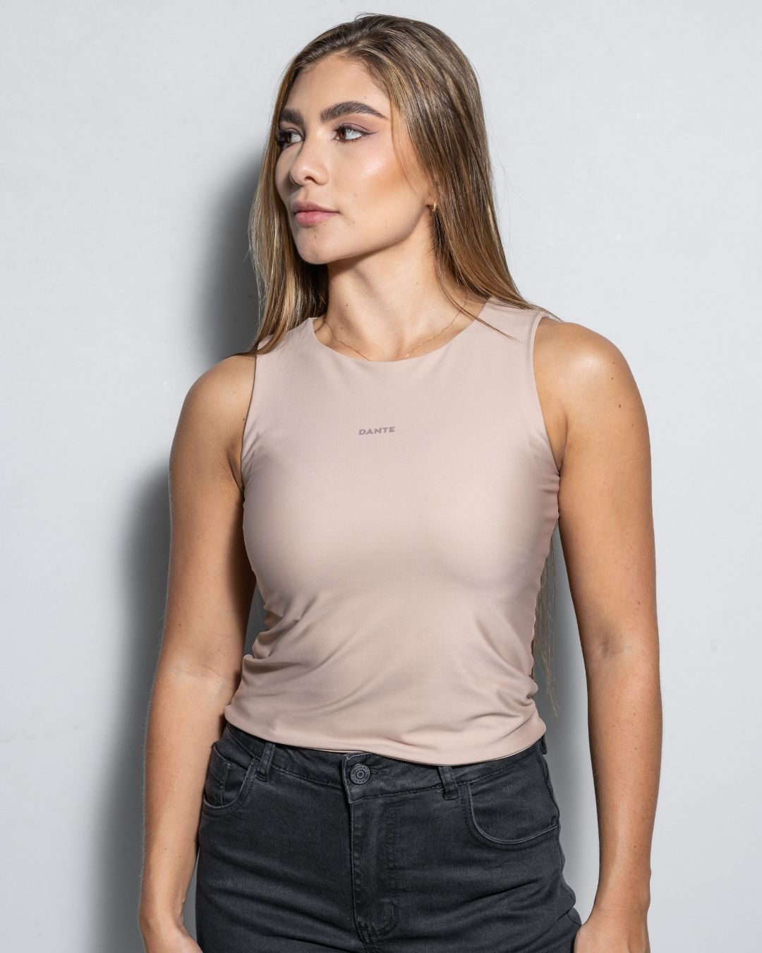 Beige Stain Resistant Top -Slim Fit